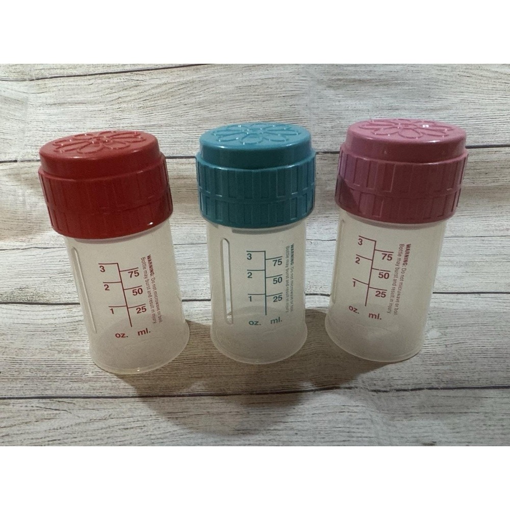 Lot of 3 Vintage 90's Playtex Original 4 oz Nurser Bottles No Nipples Tub8